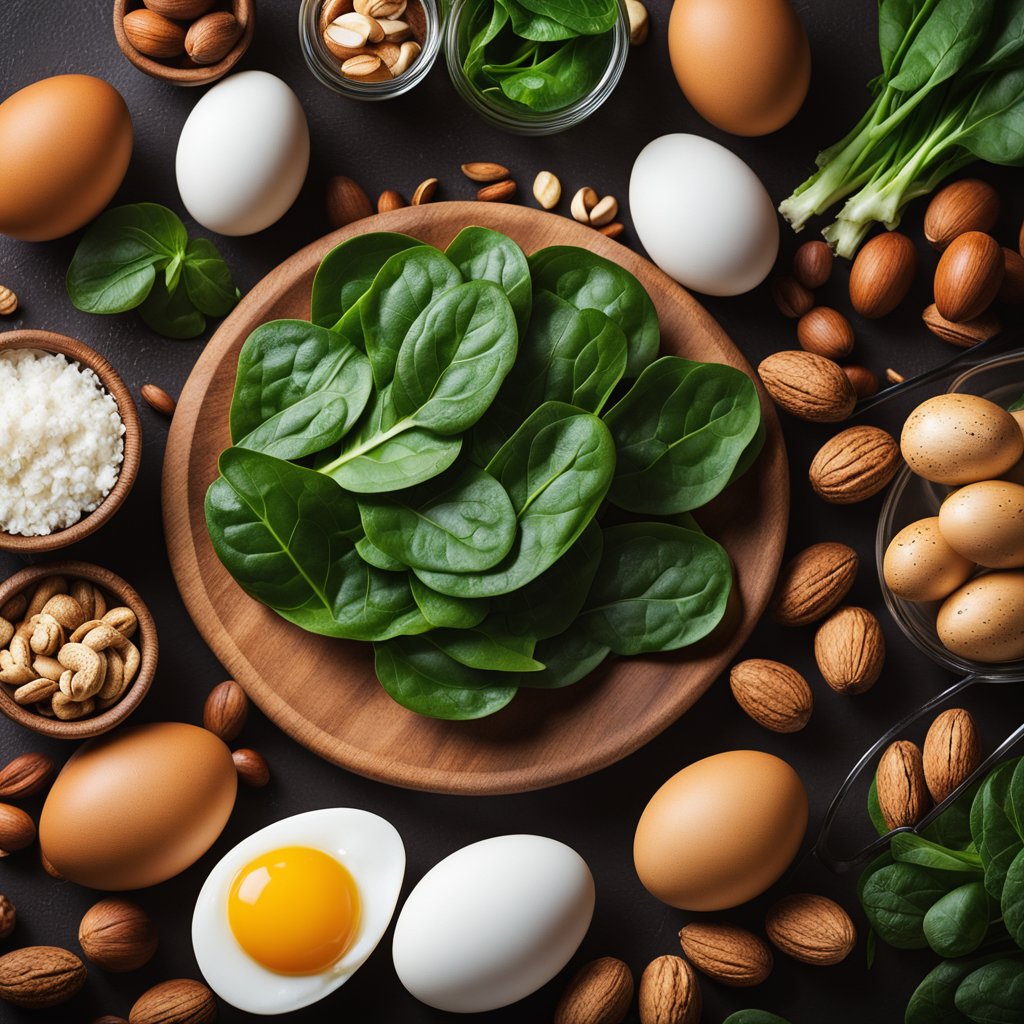 A table displays foods like eggs, spinach, and nuts, known to increase testosterone levels