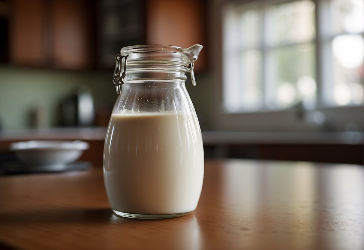 A coffee creamer container sits on a kitchen counter, untouched for hours, as the room temperature slowly affects its contents