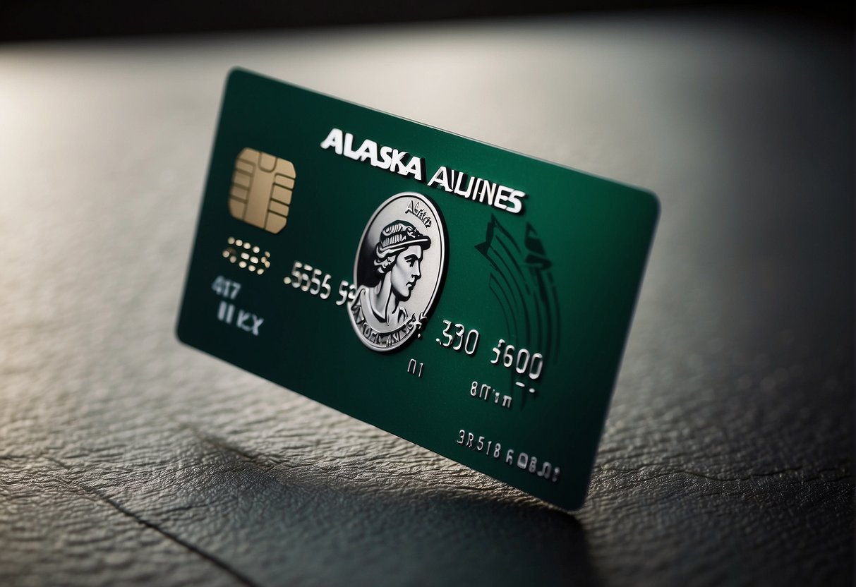 An Amex card and Alaska Airlines logo with a transfer arrow in between