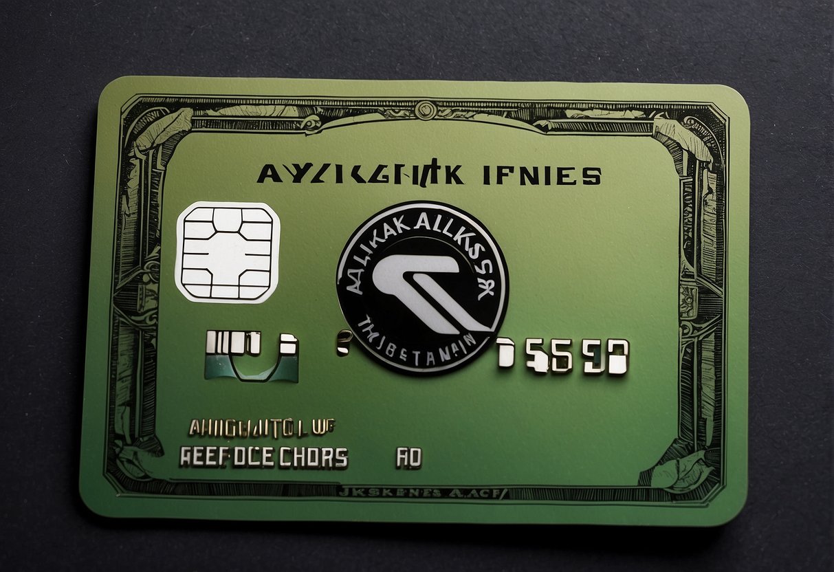 Amex points transfer to Alaska Airlines. Show an Amex card and an Alaska Airlines logo with arrows pointing from the card to the logo