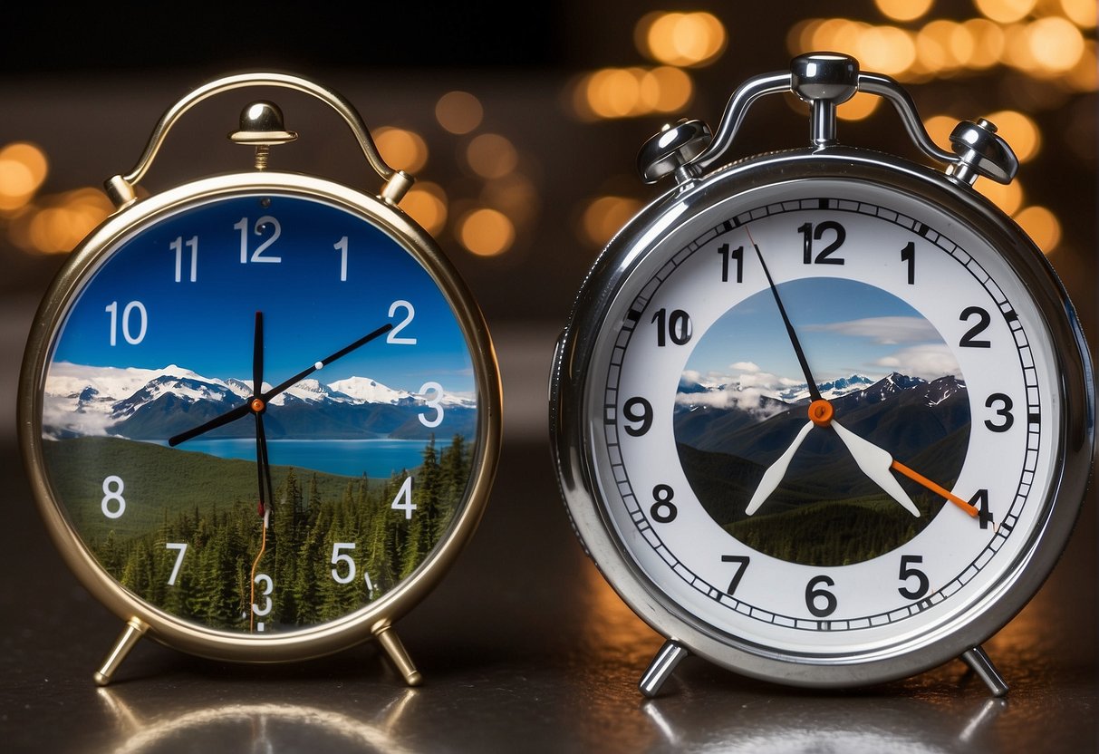 Alaska and Hawaii clocks side by side, showing same time