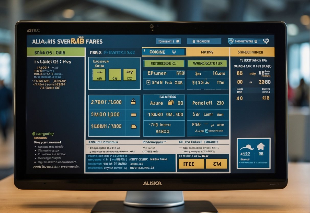 A computer screen displaying upgrade options for Alaska Saver Fares, with clear instructions and a simple interface