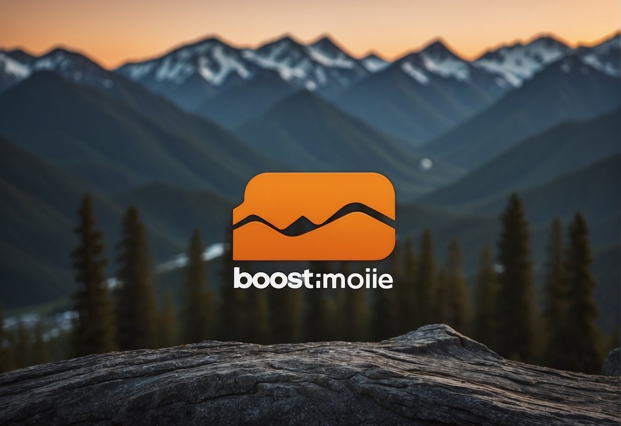 Boost Mobile logo against a backdrop of Alaskan landscapes with mountains, forests, and wildlife