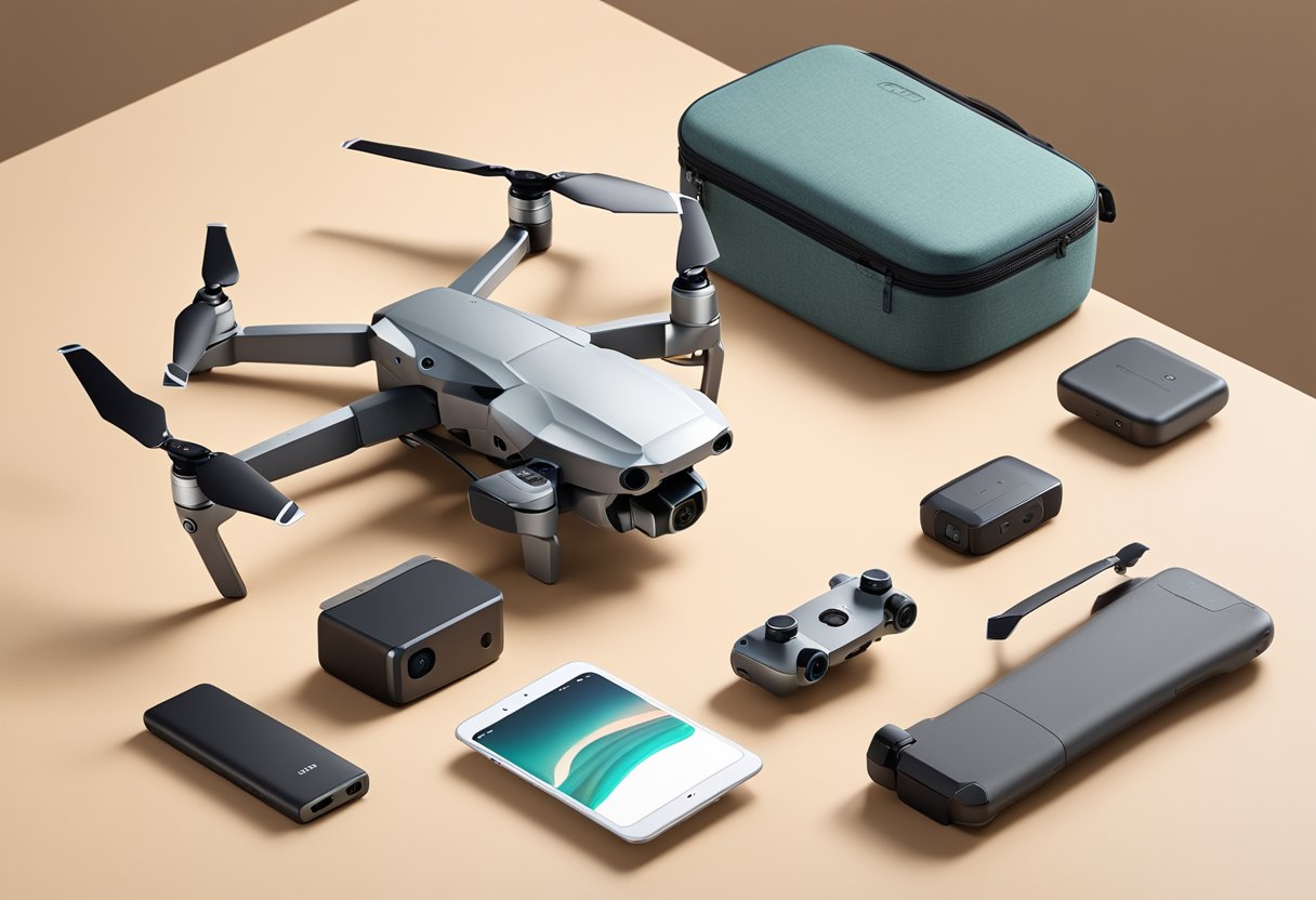 A DJI Mavic Air 2 drone sits on a table with accessories and bundles nearby, showcasing its price in India