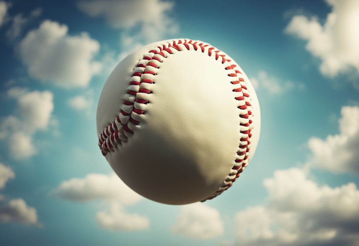 A baseball soaring through the air, creating a sense of anticipation and excitement. The ball's trajectory and movement symbolize the mental and cognitive benefits of the sport