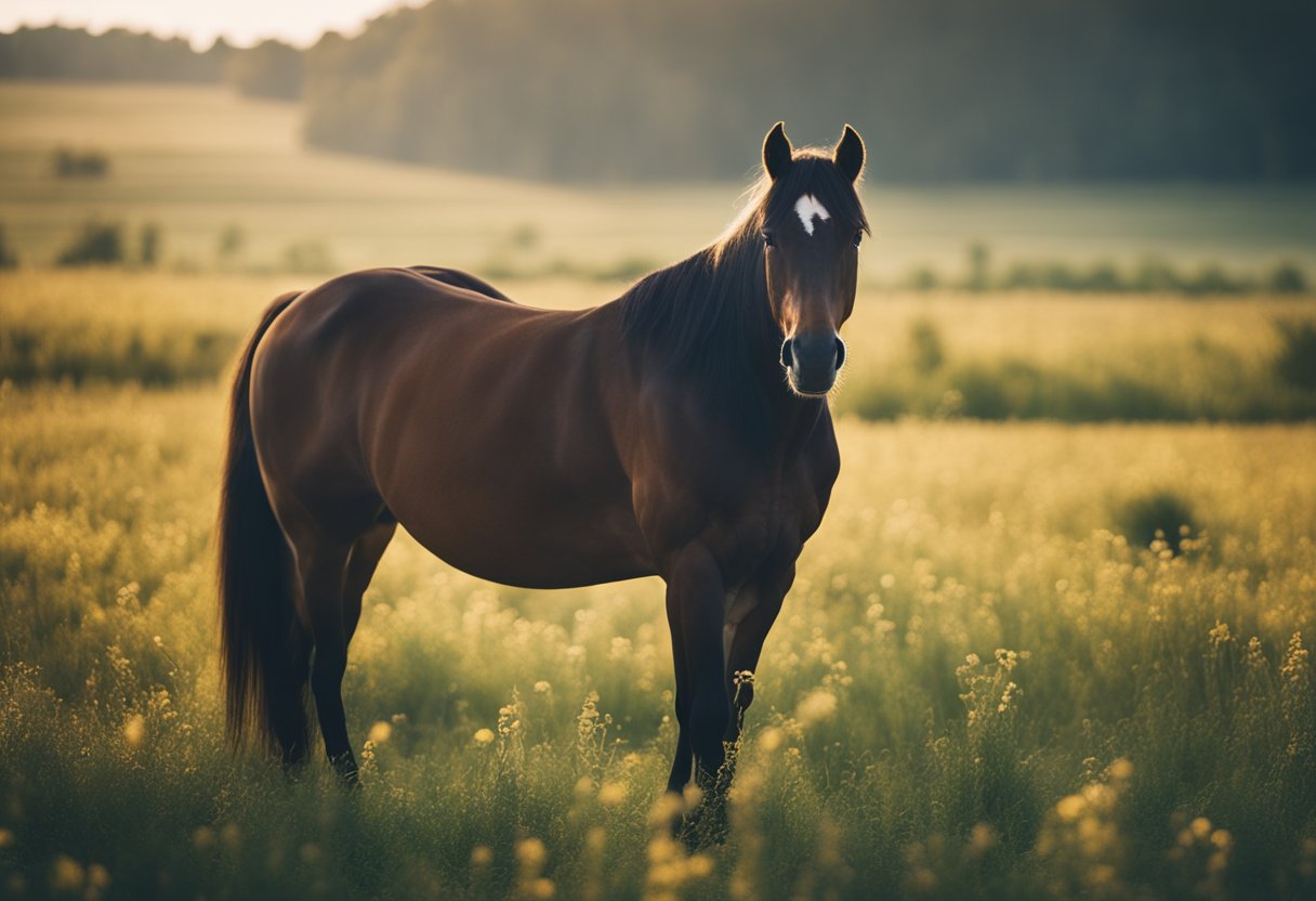 A castrated horse standing in a field