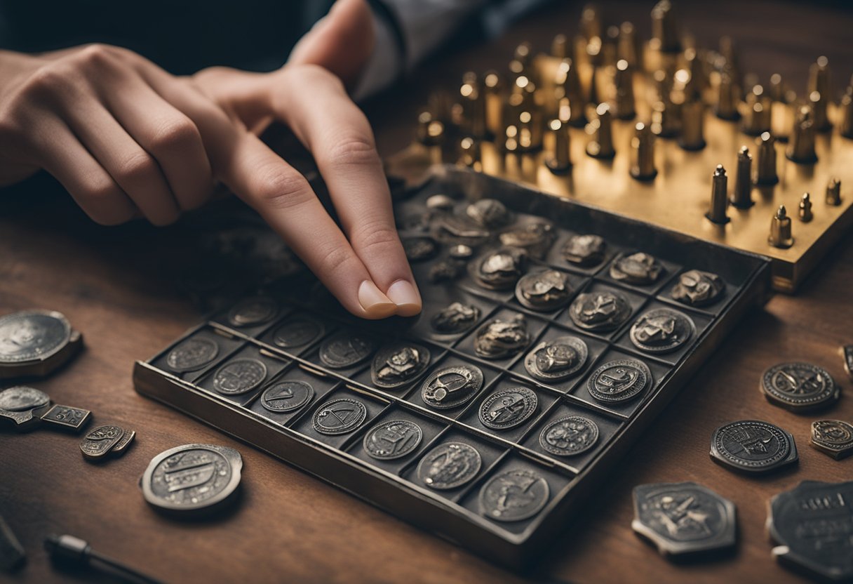 A hand holding a nail mold, surrounded by financial empowerment symbols