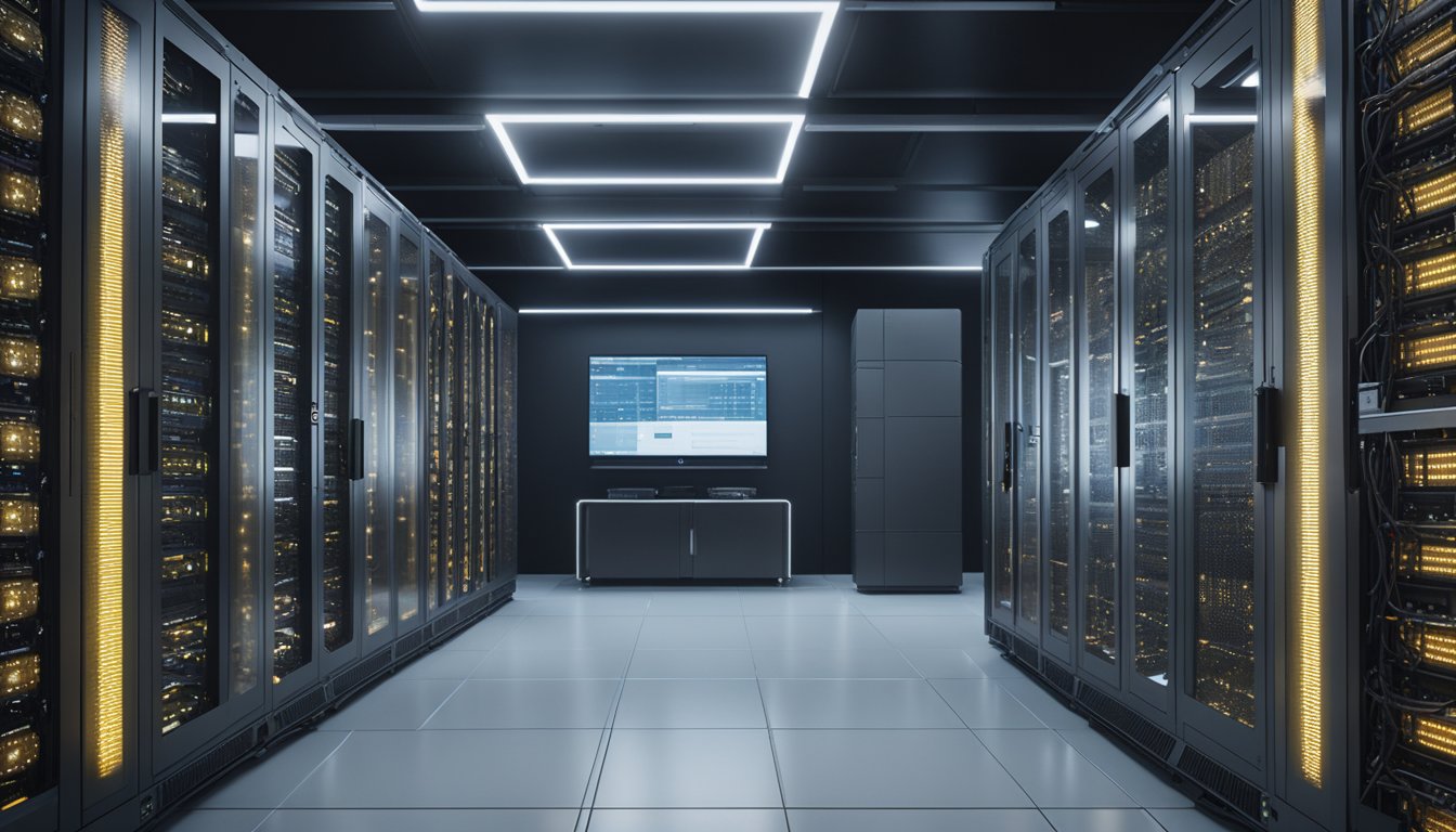 2 A server room with rows of powerful servers and networking equipment, displaying the high-performance hosting capabilities of Hostpress
