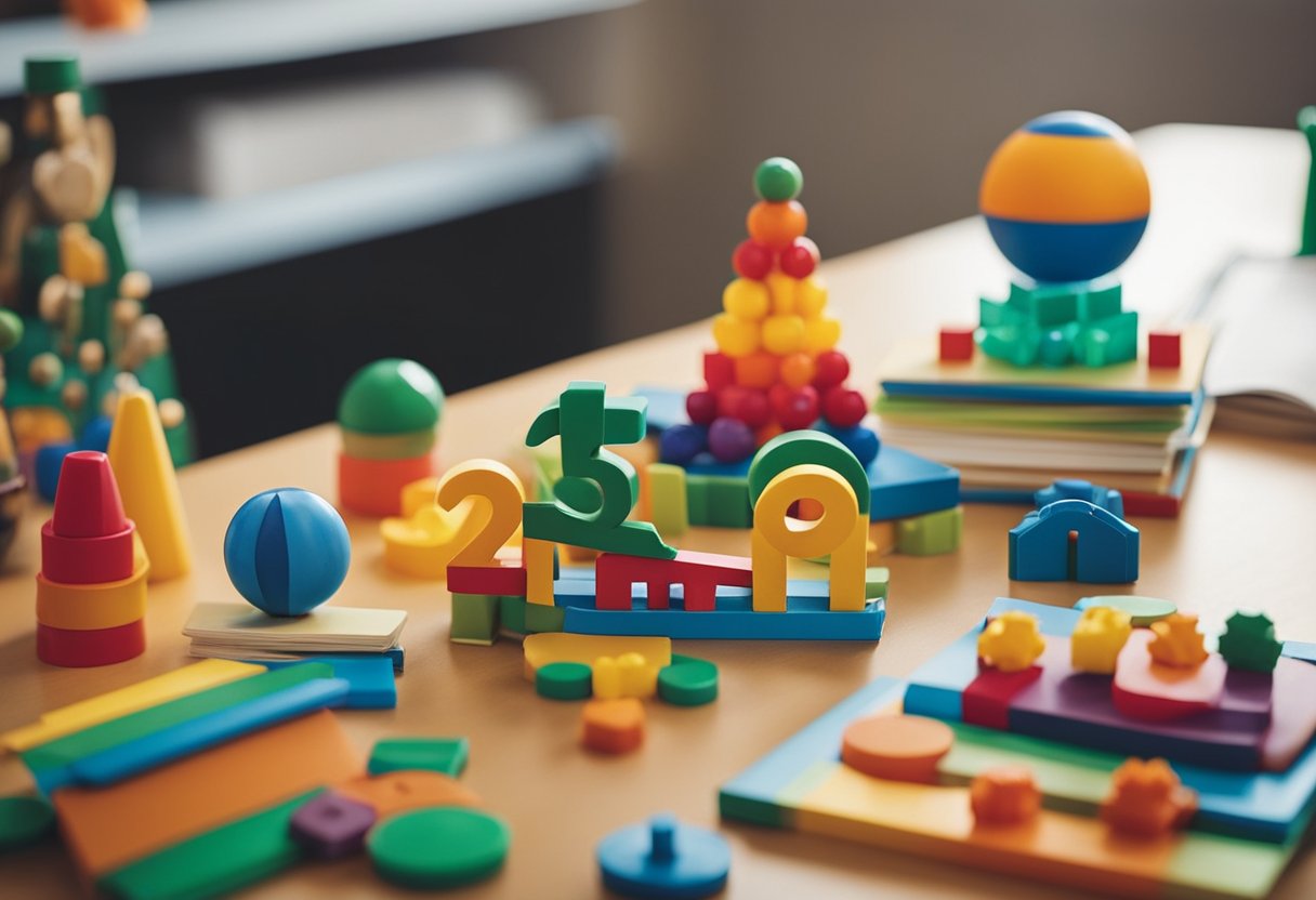 A classroom with colorful educational materials and toys arranged for 25 lesson plans in early childhood education