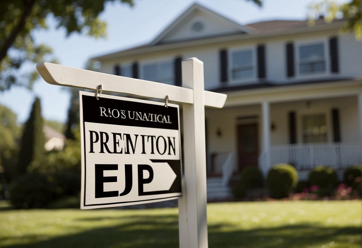 A real estate sign with "PA" prominently displayed. A house in the background to indicate the term's relevance to property