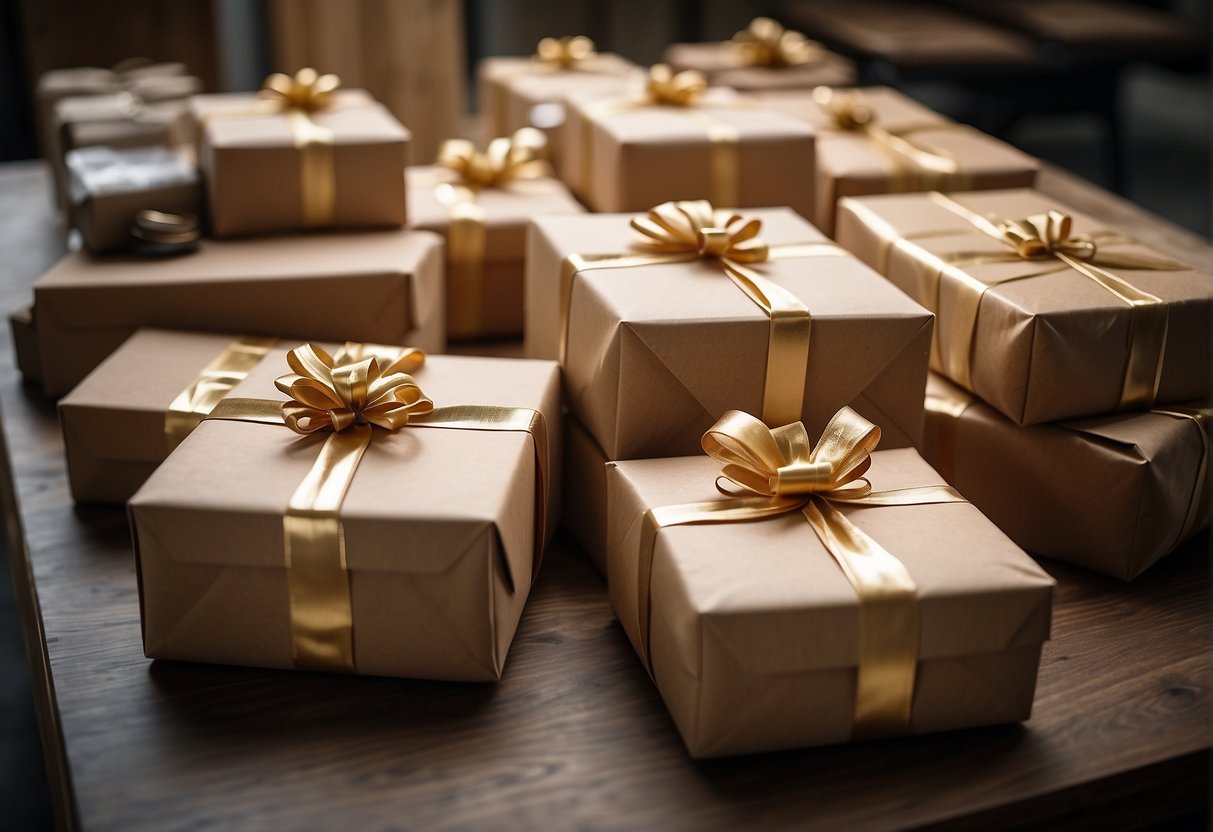 A variety of parcels, including residential, commercial, and agricultural, are arranged neatly on a table, each labeled with their respective type