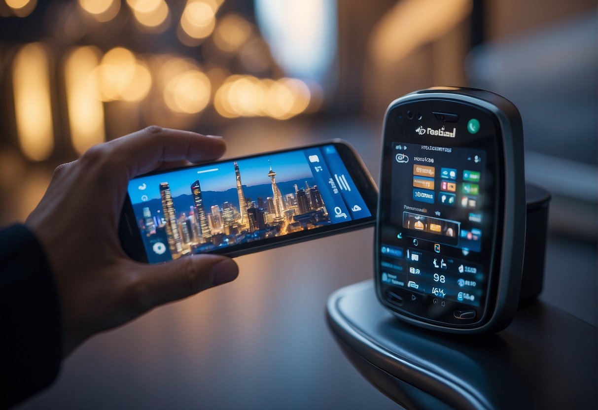 Helium Mobile device connects with Telefonica's network, symbolizing partnership in connectivity