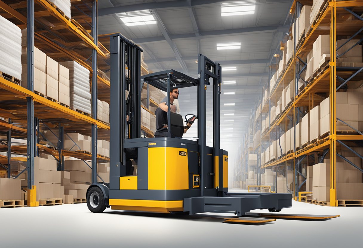 EkkoLifts material handling equipment in use, lifting and transporting heavy loads in a warehouse setting