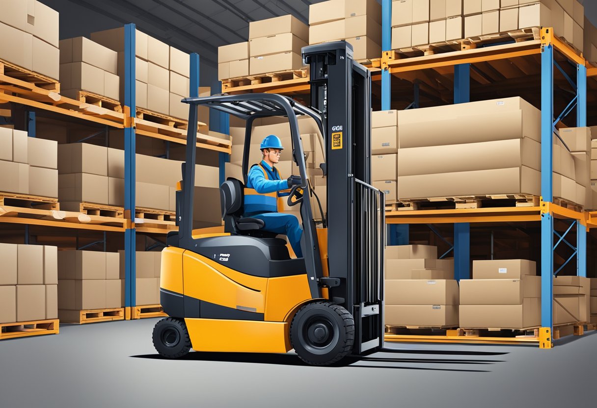 An EkkoLifts LPG forklift operates in a warehouse, lifting and moving heavy pallets with precision and efficiency
