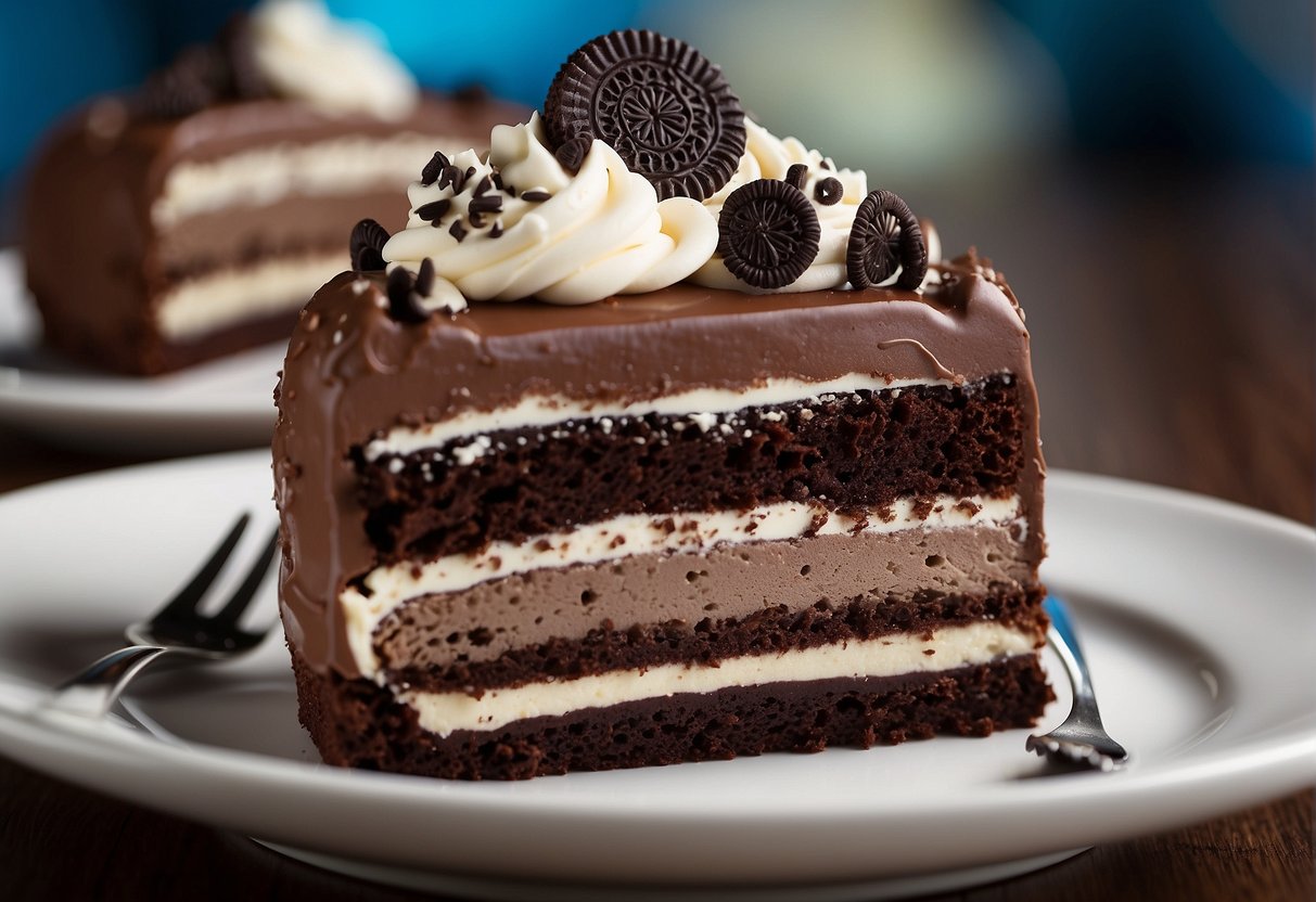 Layers of rich chocolate cake stacked with creamy Oreo frosting, topped with crumbled Oreo cookies