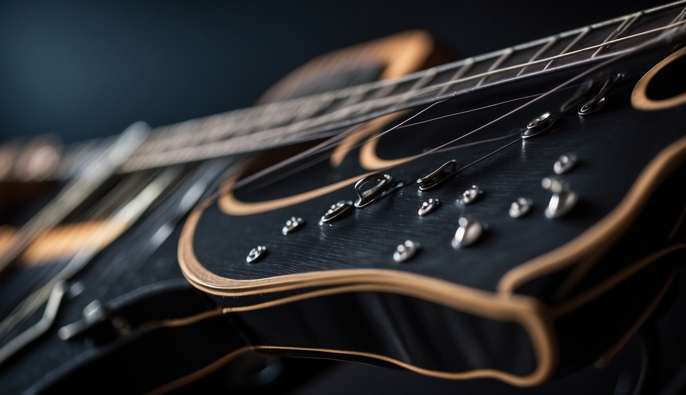 Black guitar strings are caused by oxidation and dirt buildup. The strings lose their shine and become dull. The metal surface becomes discolored and tarnished