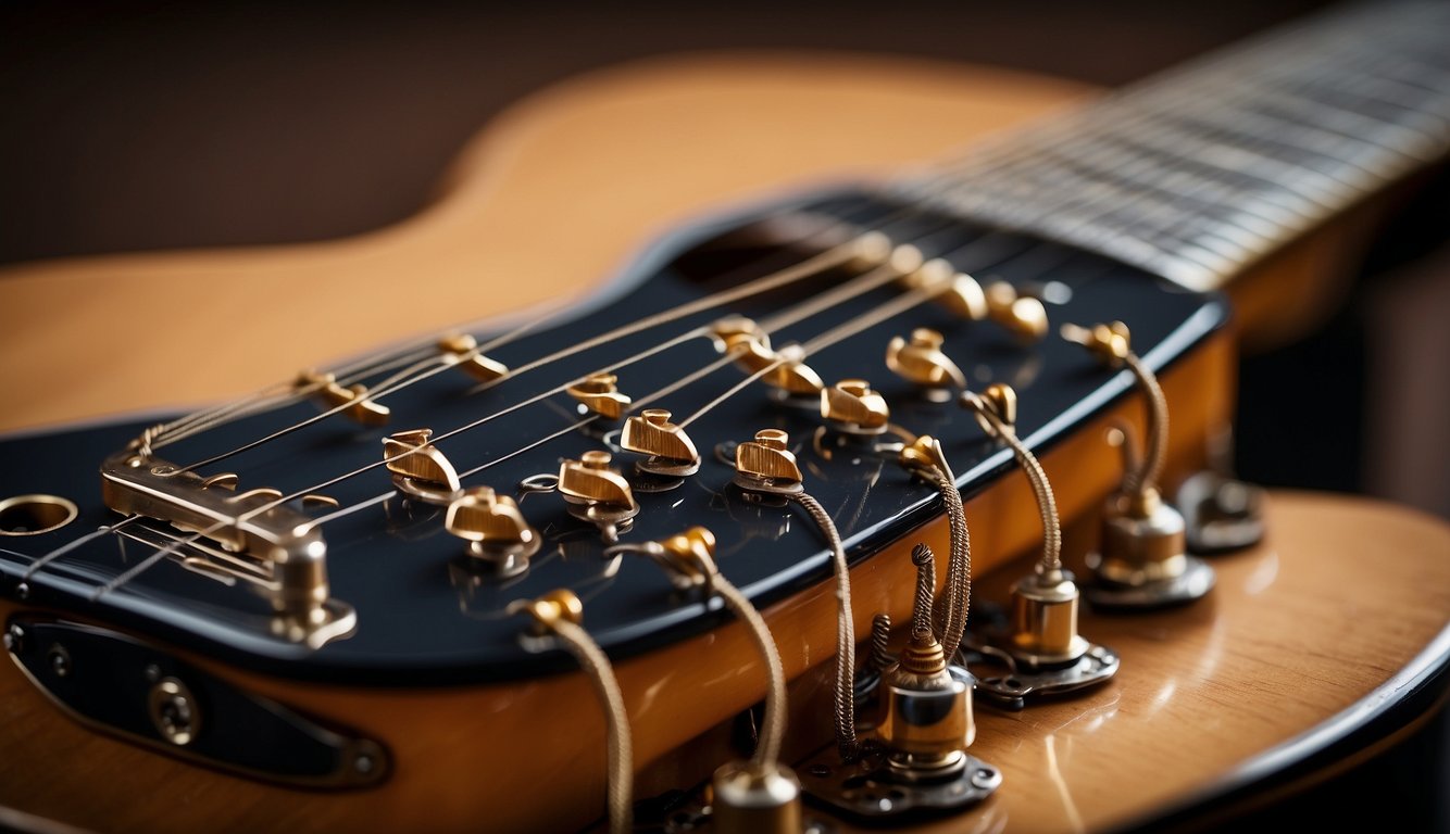 Guitar strings show signs of wear: fraying, discoloration, and loss of tension, affecting sound quality