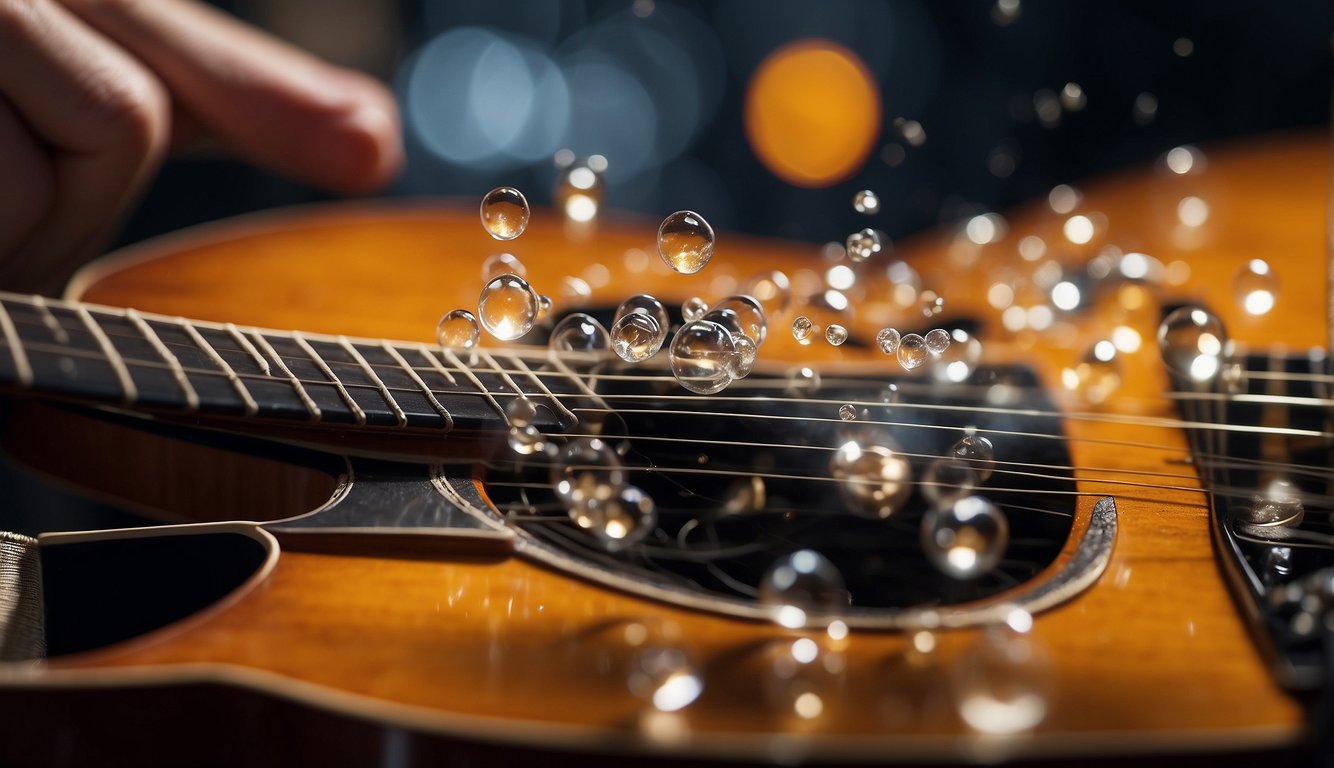 Boiling guitar strings creates steam and bubbles, causing the metal to expand and release dirt and oils