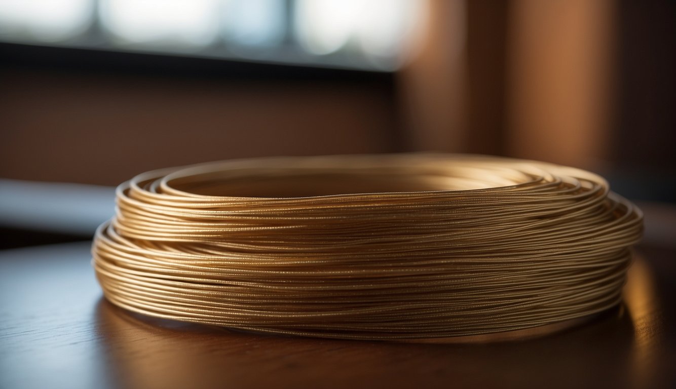 A classical guitar string and an acoustic guitar string are shown side by side, highlighting their differences in thickness, material, and winding