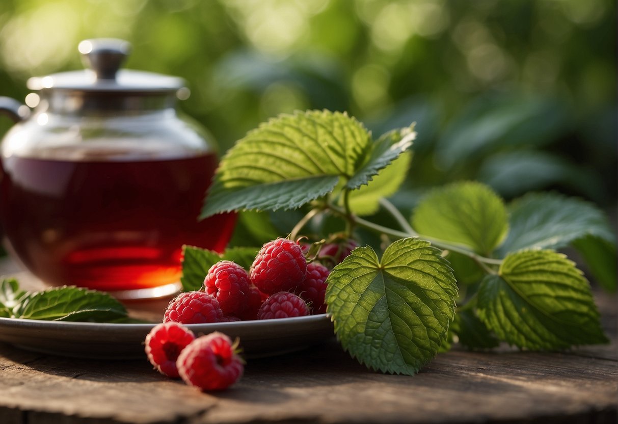 Raspberry leaf tea tastes like a blend of earthy and slightly sweet flavors, with a hint of tartness. The color is a rich, deep red, and the aroma is fresh and fragrant