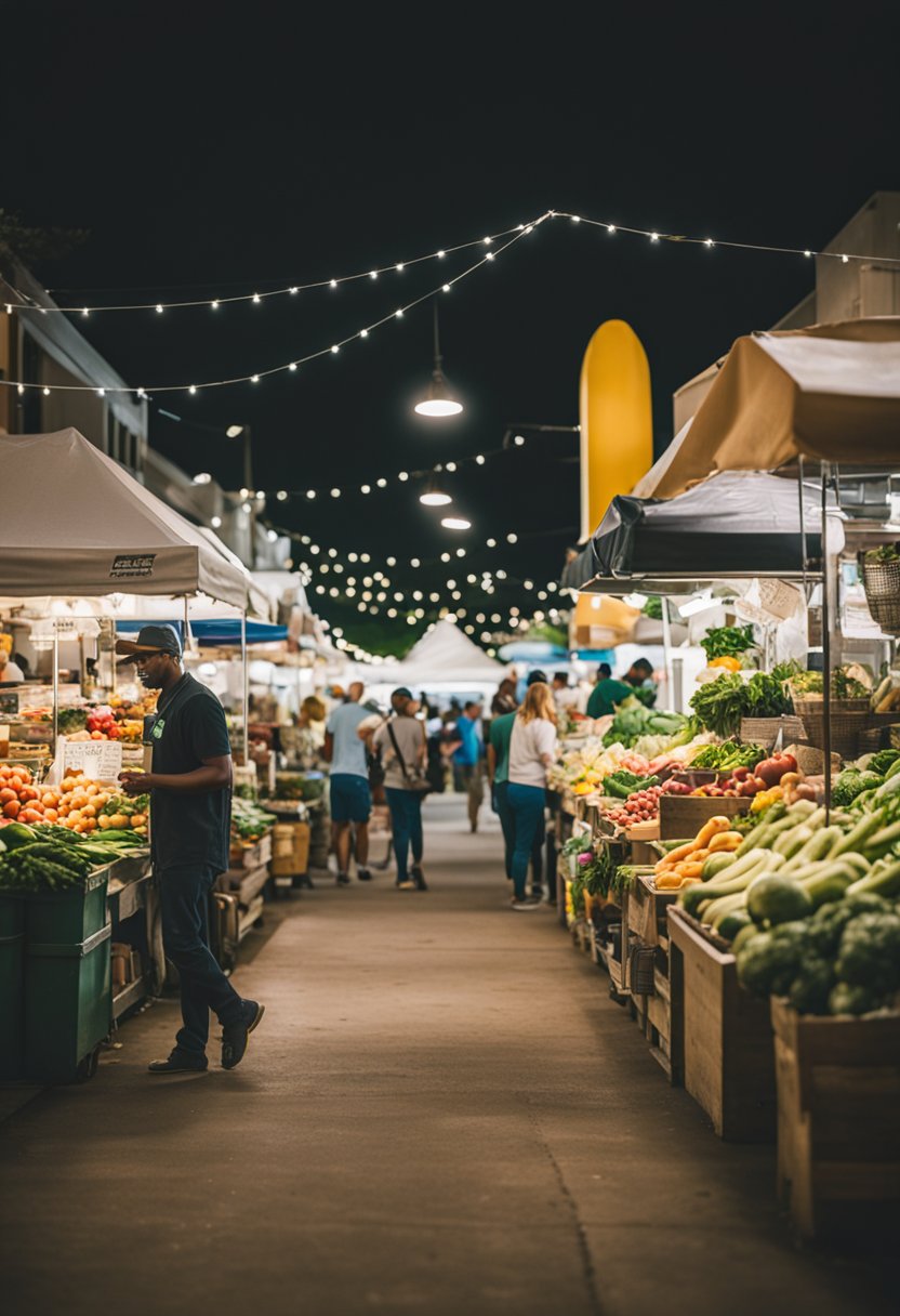The bustling Da Shack Farmers Market in Waco, with colorful stalls and fresh produce, showcases the vibrant local community