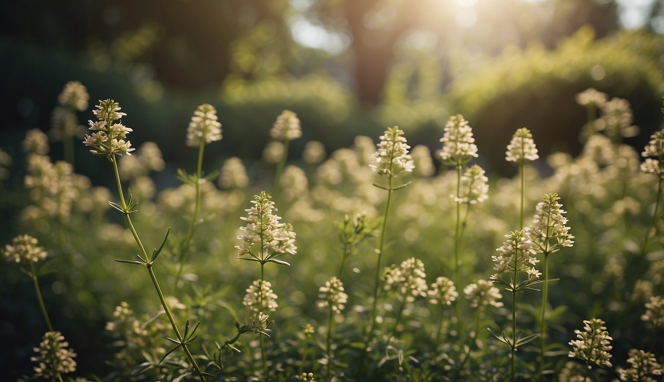 A lush garden filled with blooming Roman cumin plants