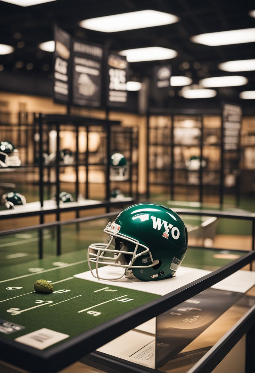 A museum exhibit showcases Waco's sports history with interactive displays and educational information