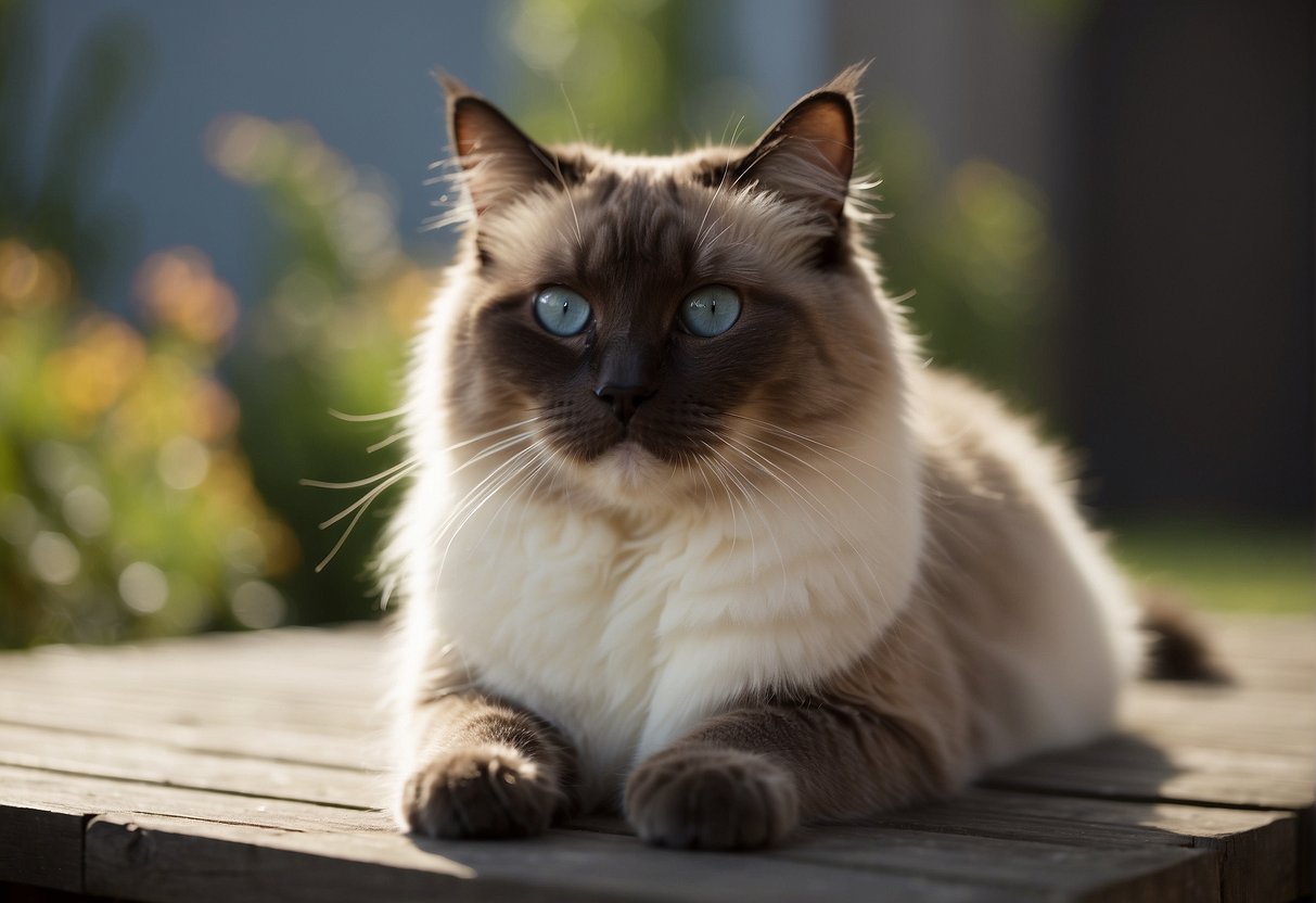 A ragdoll cat in heat, exhibiting restlessness and vocalization, rubbing against objects, and displaying increased affection towards other cats
