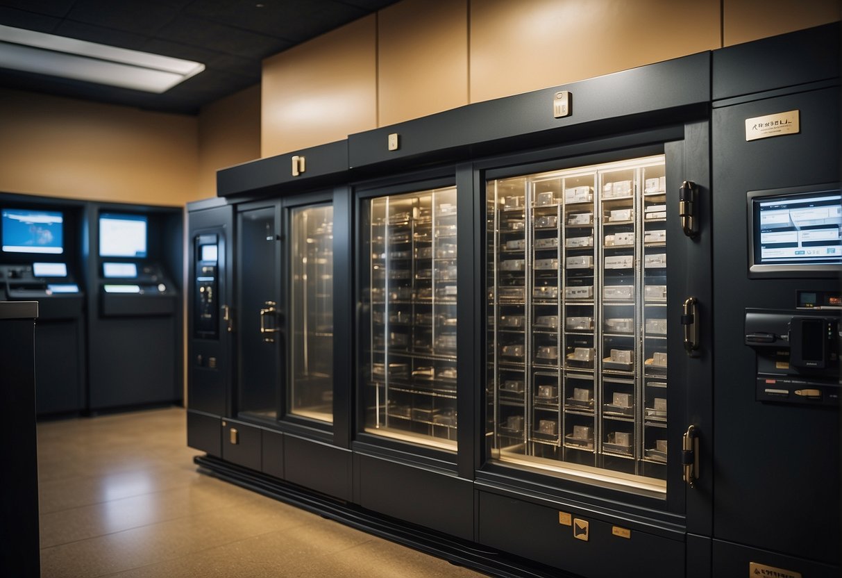 A secure vault with advanced security systems and surveillance cameras in place to protect valuable assets at Fisher Precious Metals