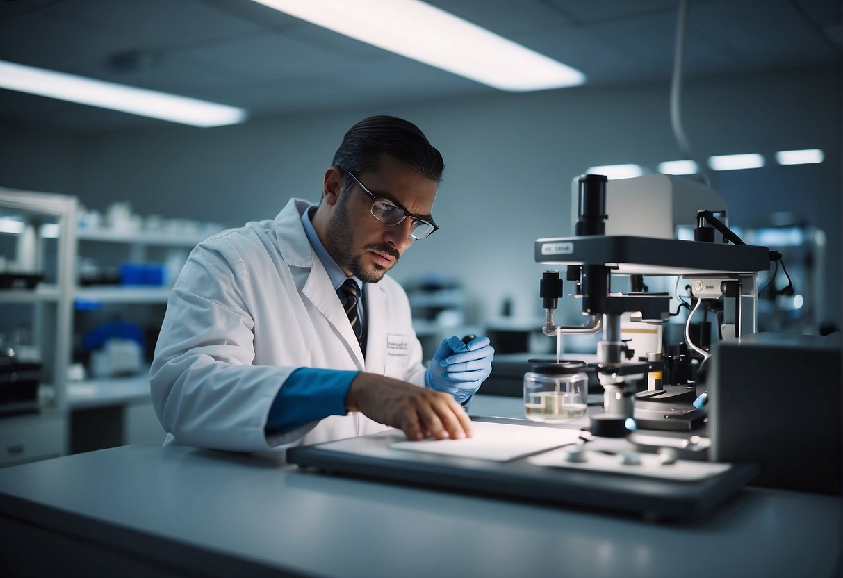 Corrective Action in ISO 17025 - A technician recalibrates equipment, documents changes, and updates procedures in a laboratory setting to comply with ISO 17025 standards