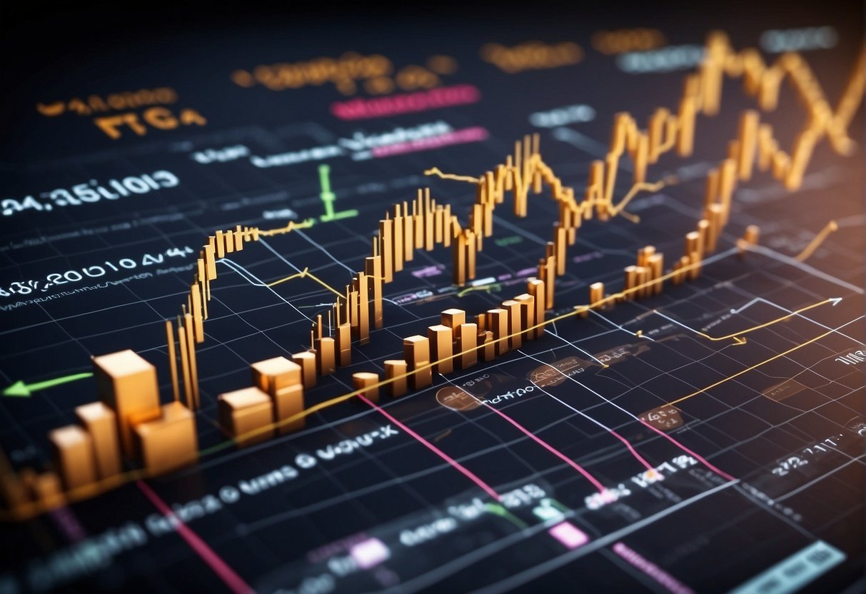 A graph showing an upward trend with arrows pointing to increasing sales and pricing strategies. Surrounding it are various business growth tactics for 2024