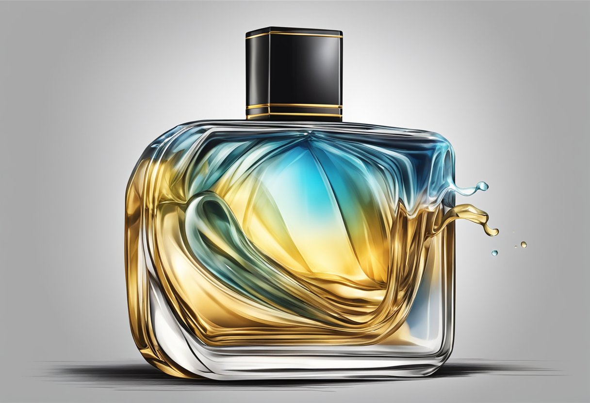 A bottle of perfume sits open, emitting a strong scent of alcohol