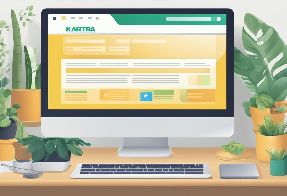 A computer screen showing a website with the title "Kartra Review" displayed prominently