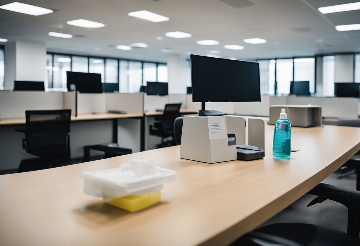 Desks and surfaces wiped clean, hand sanitiser stations placed strategically, and disinfectant sprays readily available in the office