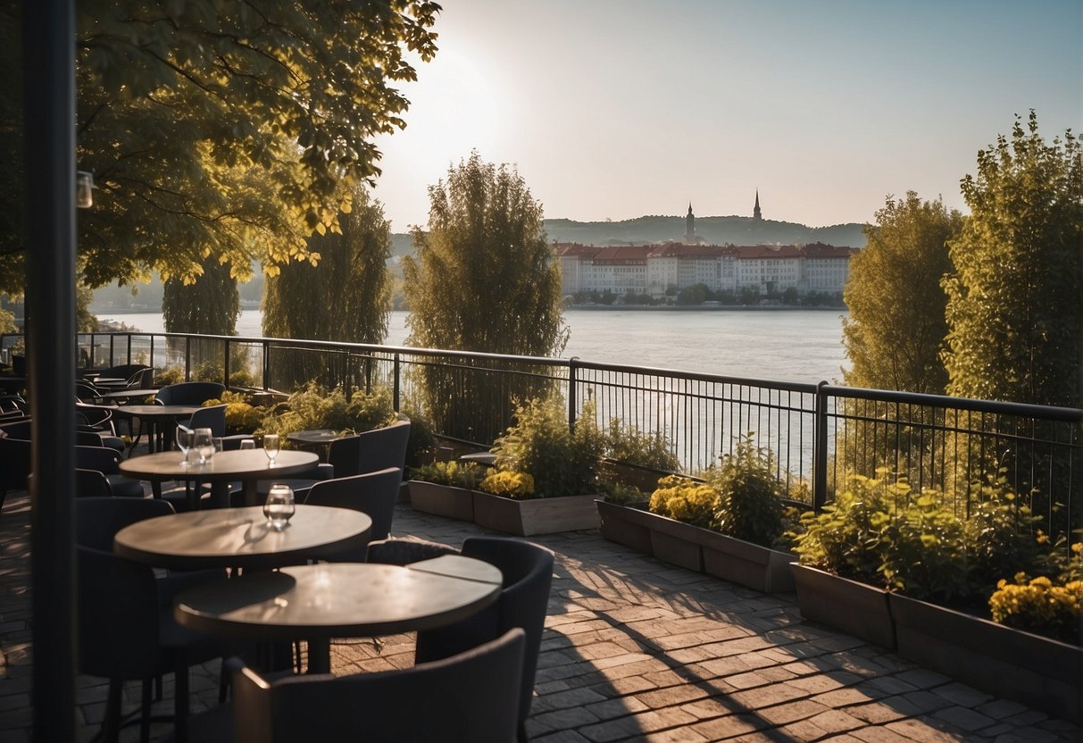 A serene scene by the Danube river, featuring Wesenufer Hotel & Seminar Culture, with a focus on leisure and relaxation