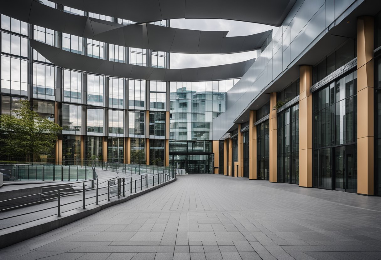 Das Krankenhaus in Berlin, Deutschland, ist groß und markant und hat ein modernes und schlichtes Äußeres. Sein Name steht gut sichtbar über dem Eingang