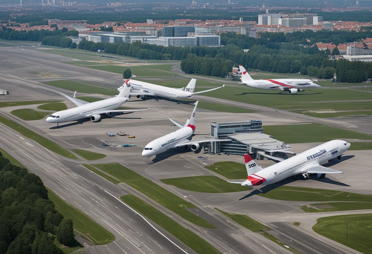 Berlin has two airports: Tegel and Schönefeld. Tegel is in the northwest, while Schönefeld is in the southeast. Both are bustling with travelers and planes