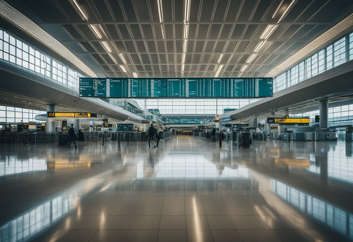 Der Flughafen in Berlin, Deutschland, besteht aus modernen Terminals, Start- und Landebahnen und Einrichtungen