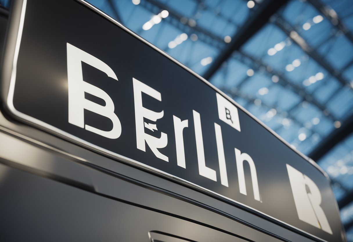 Der Code des Berliner Flughafens, BER, auf einem Schild mit Flugzeugen im Hintergrund