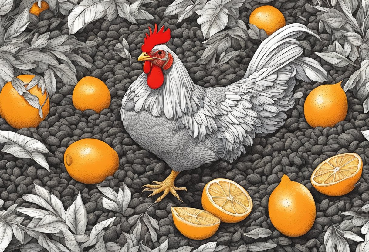 Chickens peck at mulch beds, but are repelled by natural deterrents like citrus peels, coffee grounds, and cayenne pepper