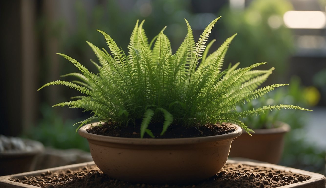 A foxtail fern sits in a well-draining pot, placed in bright, indirect light.

The soil is kept consistently moist, but not waterlogged. Fertilize the plant every two weeks during the growing season