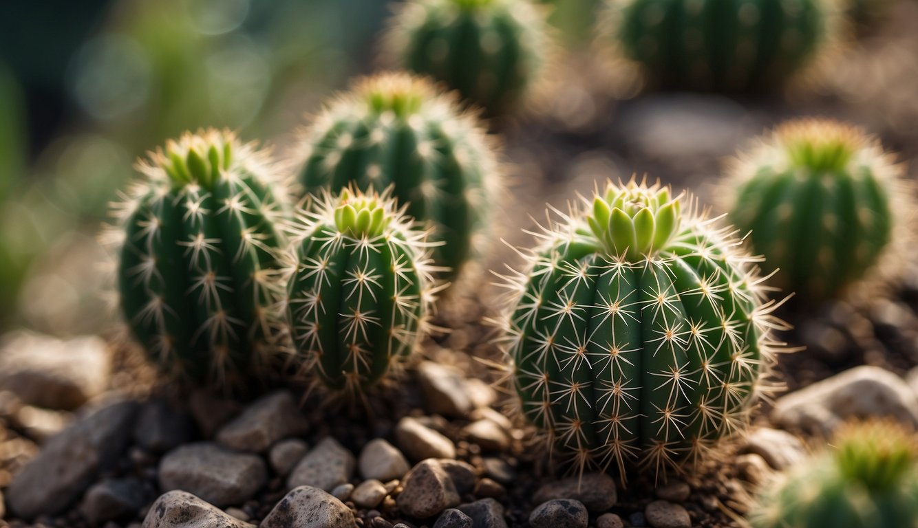 A Bunny Ear Cactus sprouts new pads, each covered in tiny, soft spines.

The pads grow larger, creating a dense cluster of green, paddle-shaped leaves