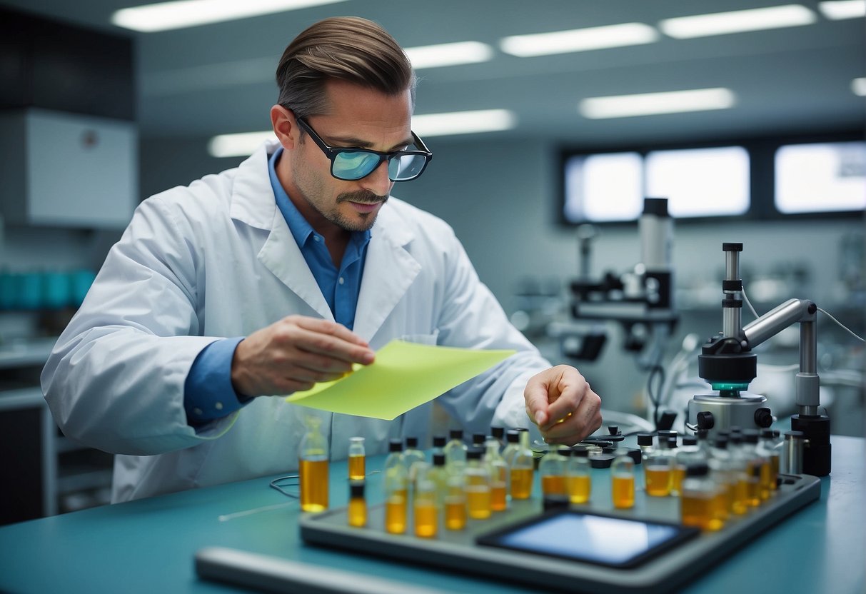 ISO 17025 Risk management - A laboratory technician conducts a risk assessment on equipment and procedures, noting potential hazards and implementing safety measures