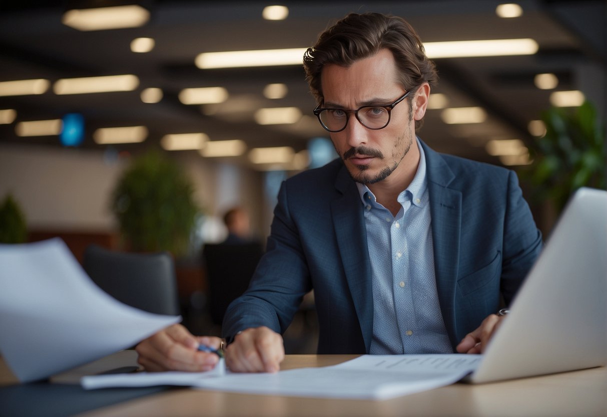 A person reading a document titled "Frequently Asked Questions ISO 17025 Risk Management" with a thoughtful expression on their face