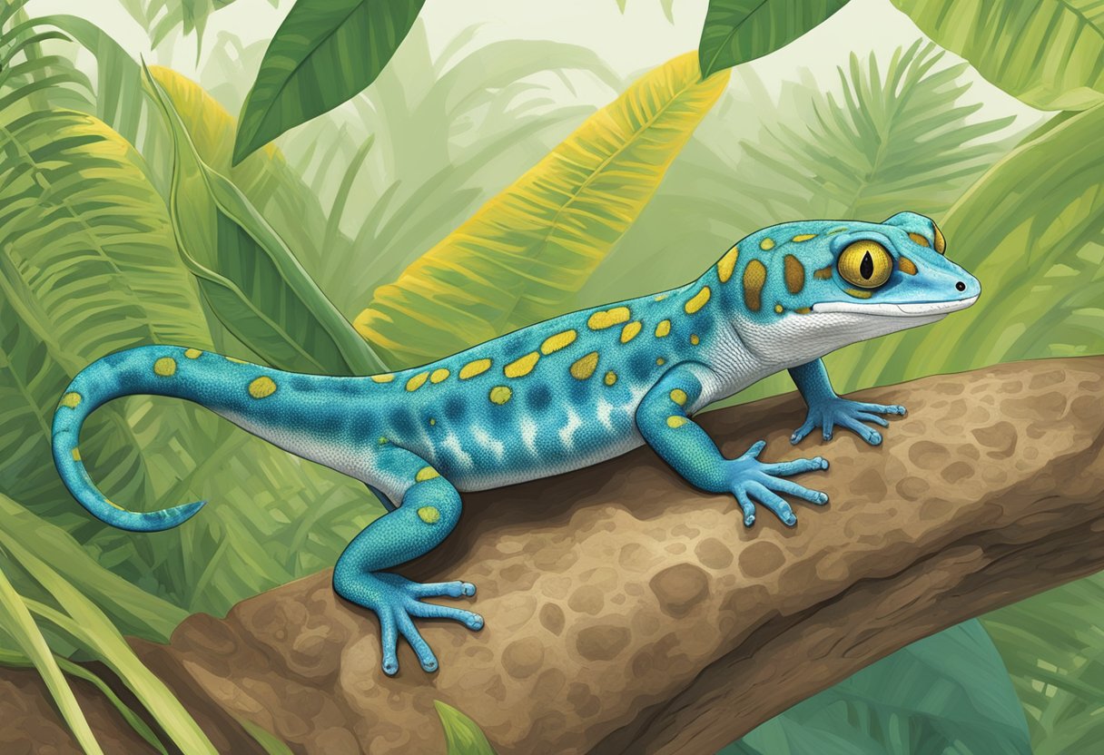 A variety of geckos are shown in their natural habitats, including desert, rainforest, and urban areas. Each gecko is depicted with its unique physical features, such as skin texture, coloration, and body shape