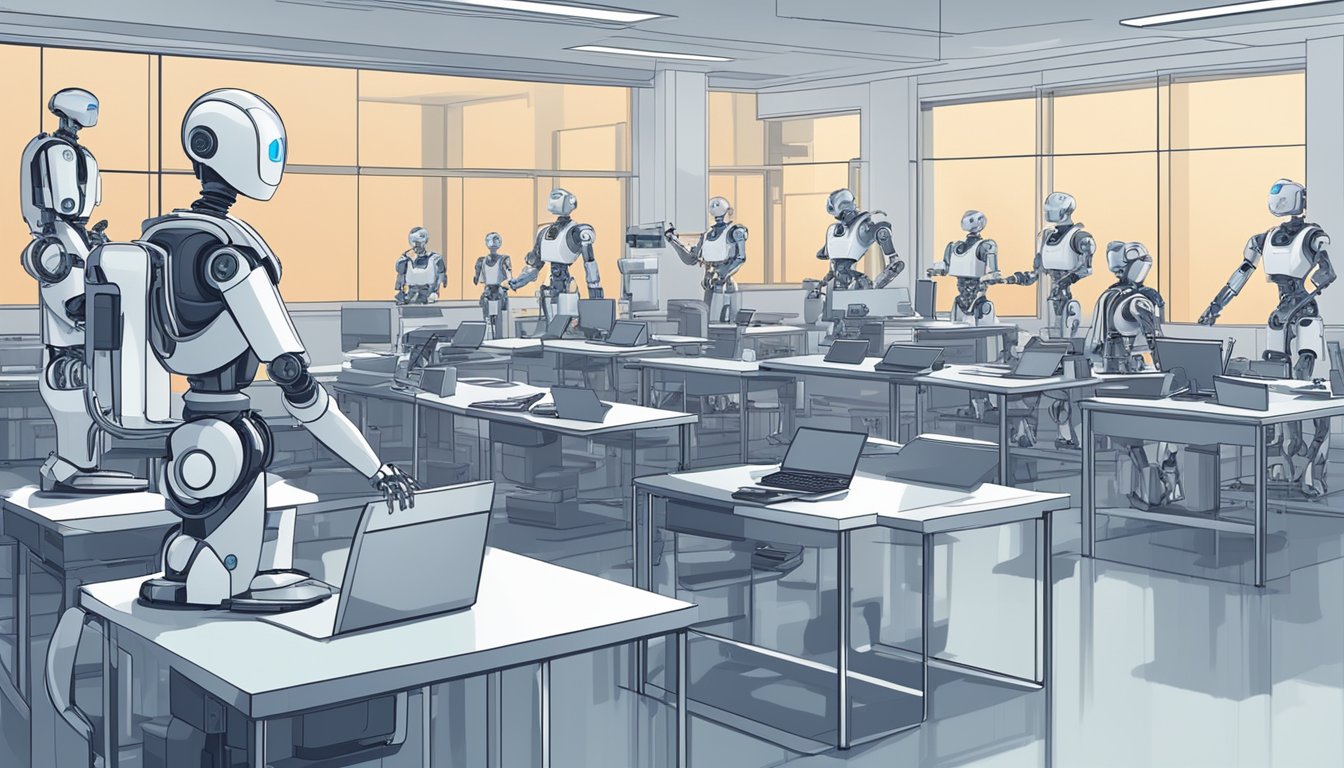 AI algorithms revolutionize education, healthcare, and manufacturing. Robots and machines work autonomously in classrooms, hospitals, and factories