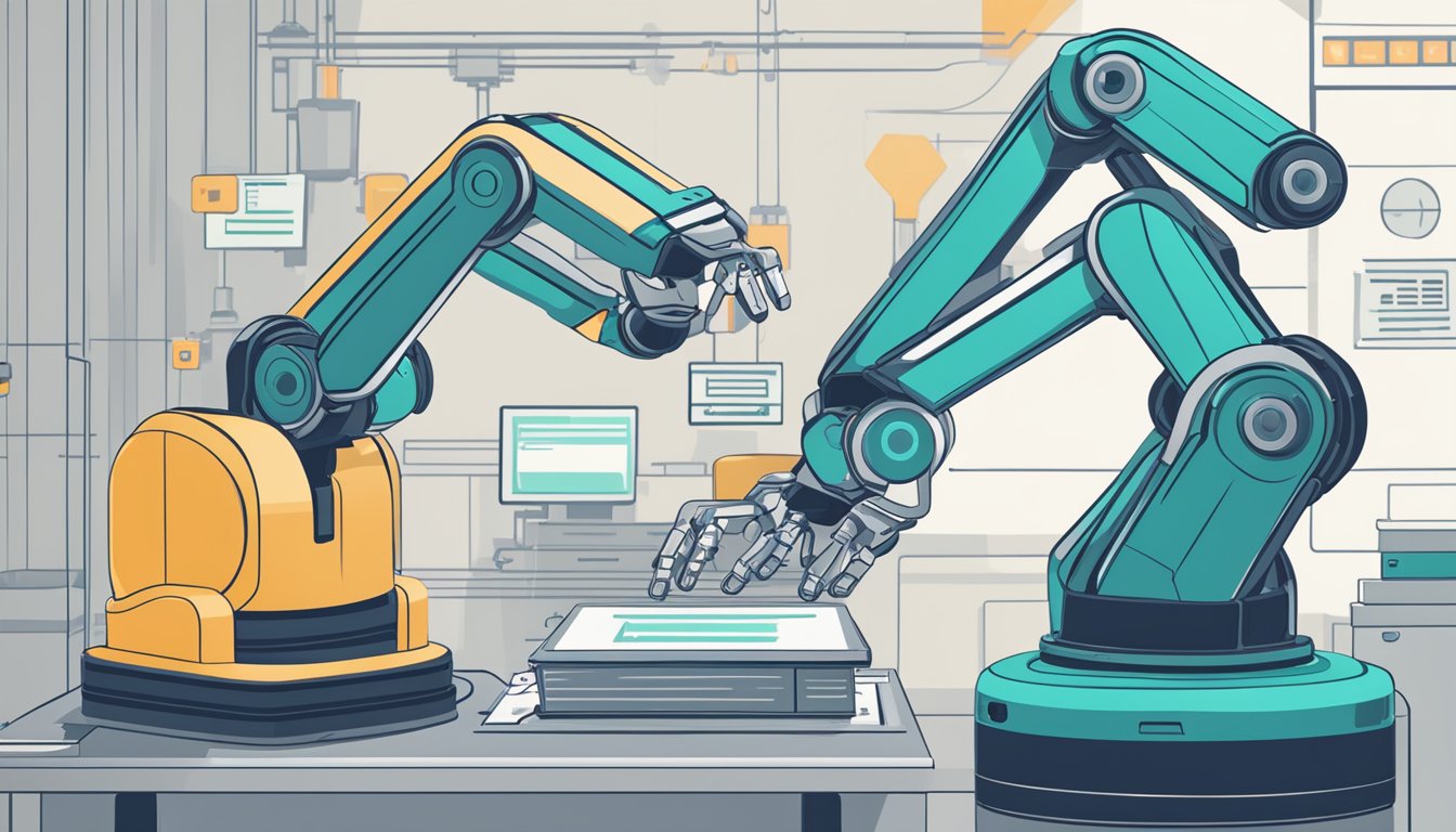 Robotic arms scan inventory, while AI algorithms analyze customer data for personalized engagement. Ethical guidelines guide every decision in the automated process