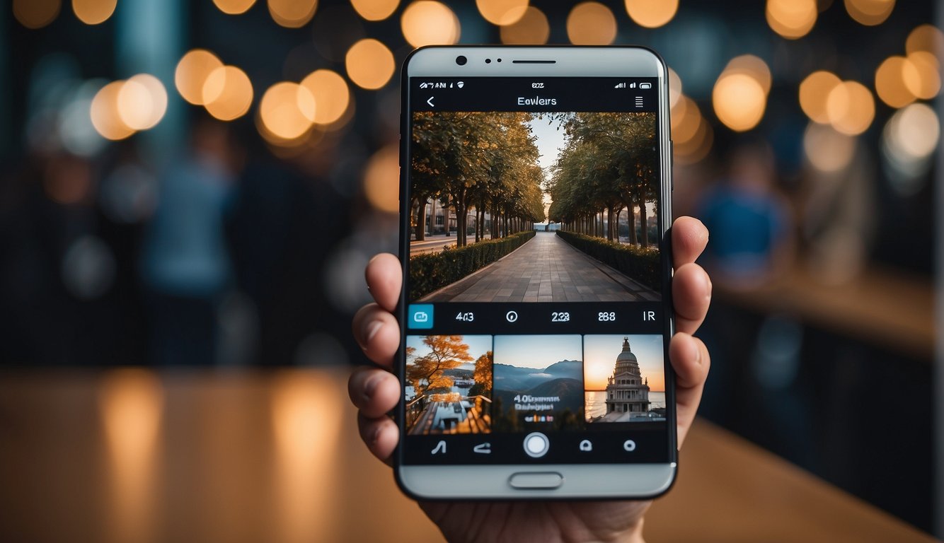 A smartphone with an Instagram app open, showing a profile with a high number of followers and engaging content