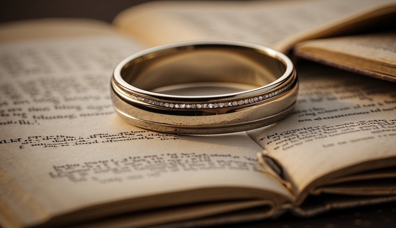 A man's wedding ring lies on a table, surrounded by a torn-up letter and a Bible open to a passage on forgiveness and reconciliation