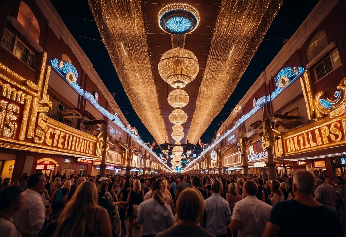Crowds gather under the dazzling lights of Fremont Street, eagerly seeking the best time to visit. The vibrant energy and excitement are palpable as people explore the lively entertainment and attractions
